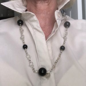 26” sterling silver and onyx necklace